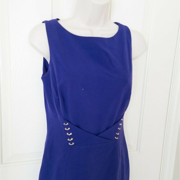 Tahari Arthur S Levine Womens Dress 2 Purple Sheath Sleeveless Career Fitted - Picture 5 of 12